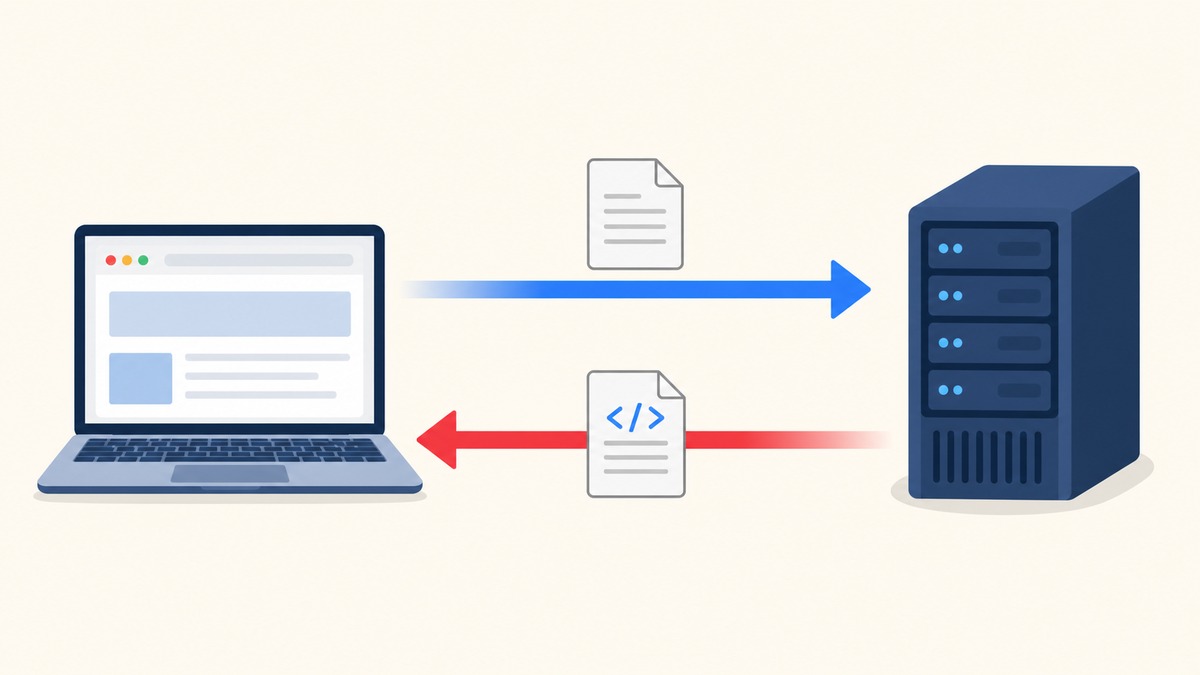「WebサーバーからHTMLが返される仕組み」の仕組みや関係を示す図