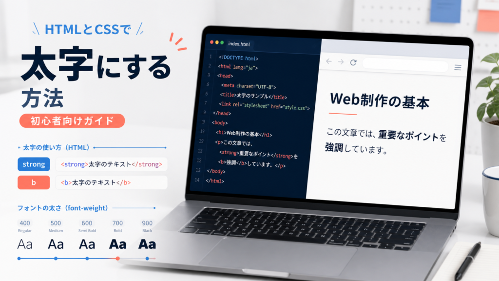 strong、b、font-weightで文字を太くする方法