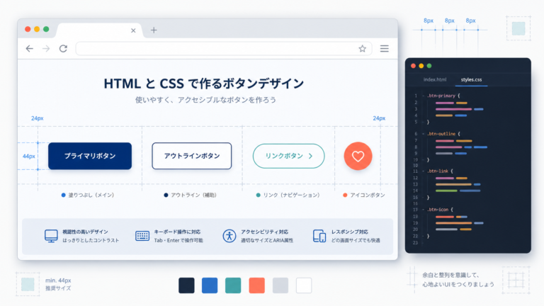HTML・CSSでボタンを作る方法｜button・aタグの使い分けとデザイン例