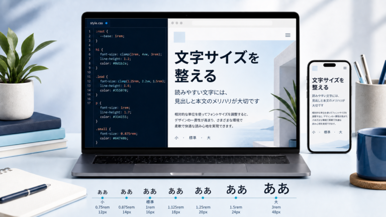 HTML・CSSで文字サイズを変える方法｜font-size・rem・clampを初心者向けに解説