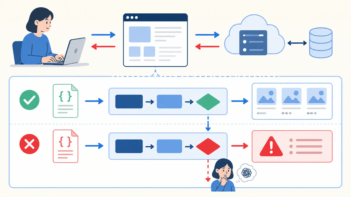 「fetchでデータを取得する」の仕組みや関係を示す図