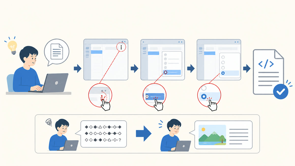 「文字コードをUTF-8に設定する」で行う操作の流れを示す図