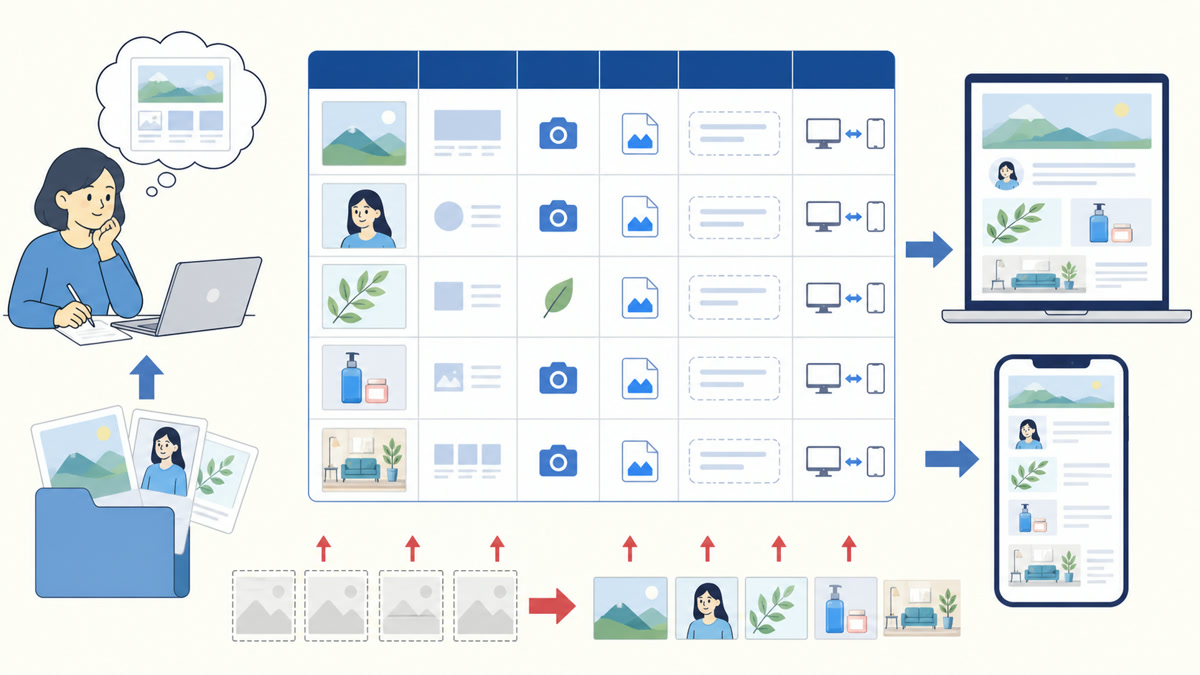 「必要な画像を一覧にする」の仕組みや関係を示す図
