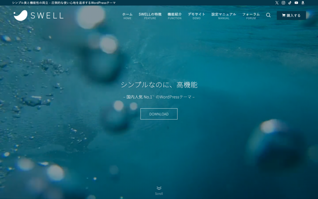 有料WordPressテーマSWELLの公式サイト表示