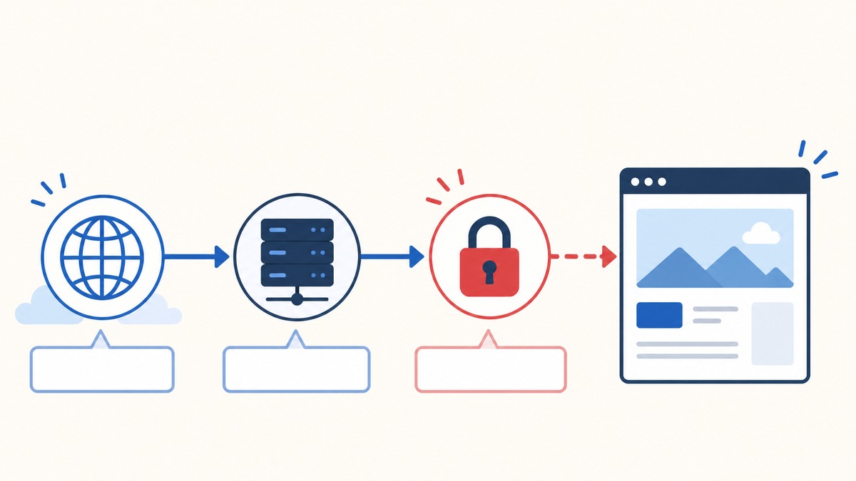 ドメイン、Webサーバー、SSLが公開ページを表示するために担当する役割