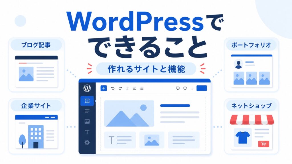 WordPressで作れるブログ・企業サイト・ポートフォリオ・ネットショップのイメージ